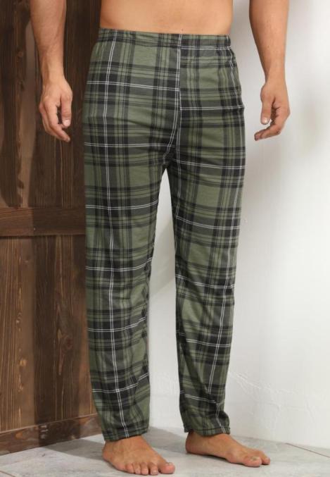 Pantaloni de Pijama ,Big Size ,Barbati ,Culoare Verde Inchis cu Alb,Engros